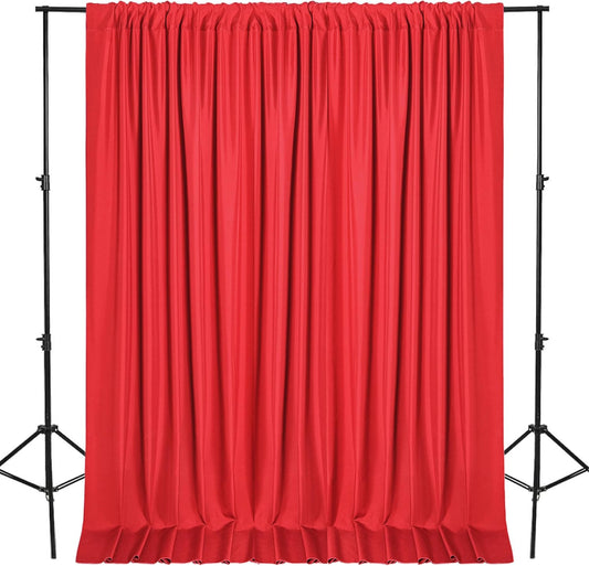 DWCN 10x7 FT Red Backdrop Curtains for Parties, Photography Backdrop Drapes with Rod Pockets for Wedding Decorations Stage Birthday Family Gatherings, 2 Panels 5ft x 7ft