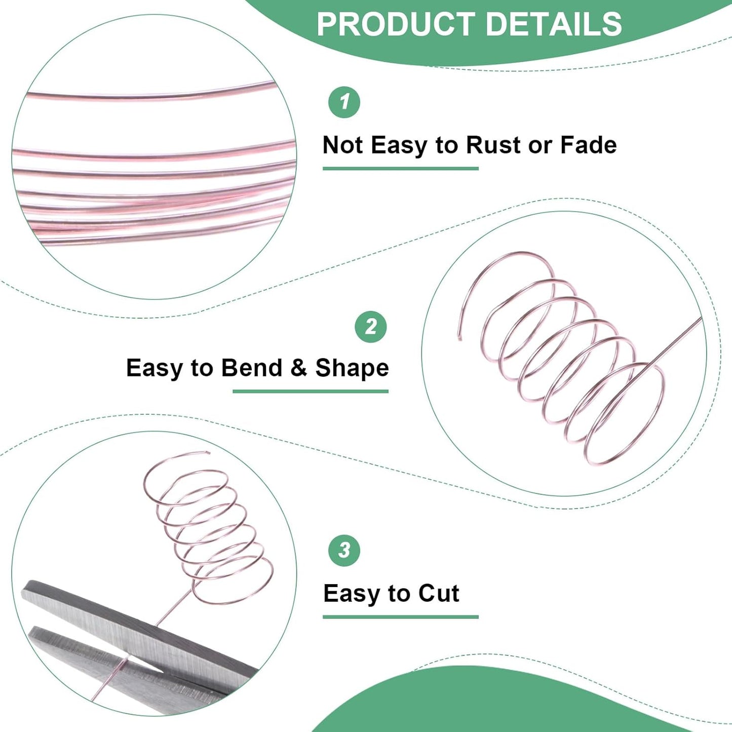 2-Rolls 0.4mm Jewelry Wire, 26 Gauge 328FT Craft Wire Copper Beading Wire for Jewelry Making/Planting/Weaving/DIY Crafting, Soft Metal Wires [100M, Rose Golden]