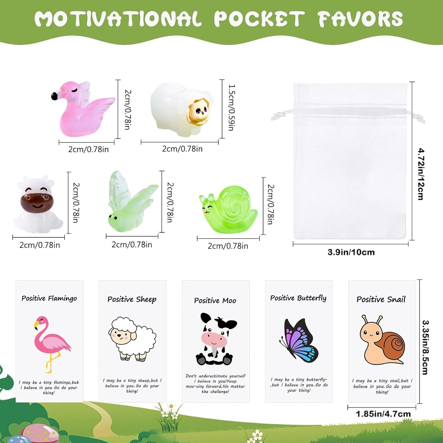 100 Set Employee Appreciation Gifts Bulk for Thank You Staff Back to School Student Teacher Office Coworker Nurse Pocket Gifts Animal Pun Inspirational Note Cards Butterfly Snail Cow Sheep Favors