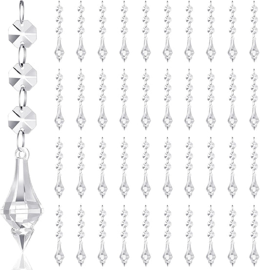 Nuenen 100 Pcs Hanging Crystals for Centerpieces Acrylic Chandelier Garland Beads Strands Prism Decorations Clear Teardrop Chandelier Crystals Pendant Wedding Home Garden Outdoor Ornaments(Lantern)