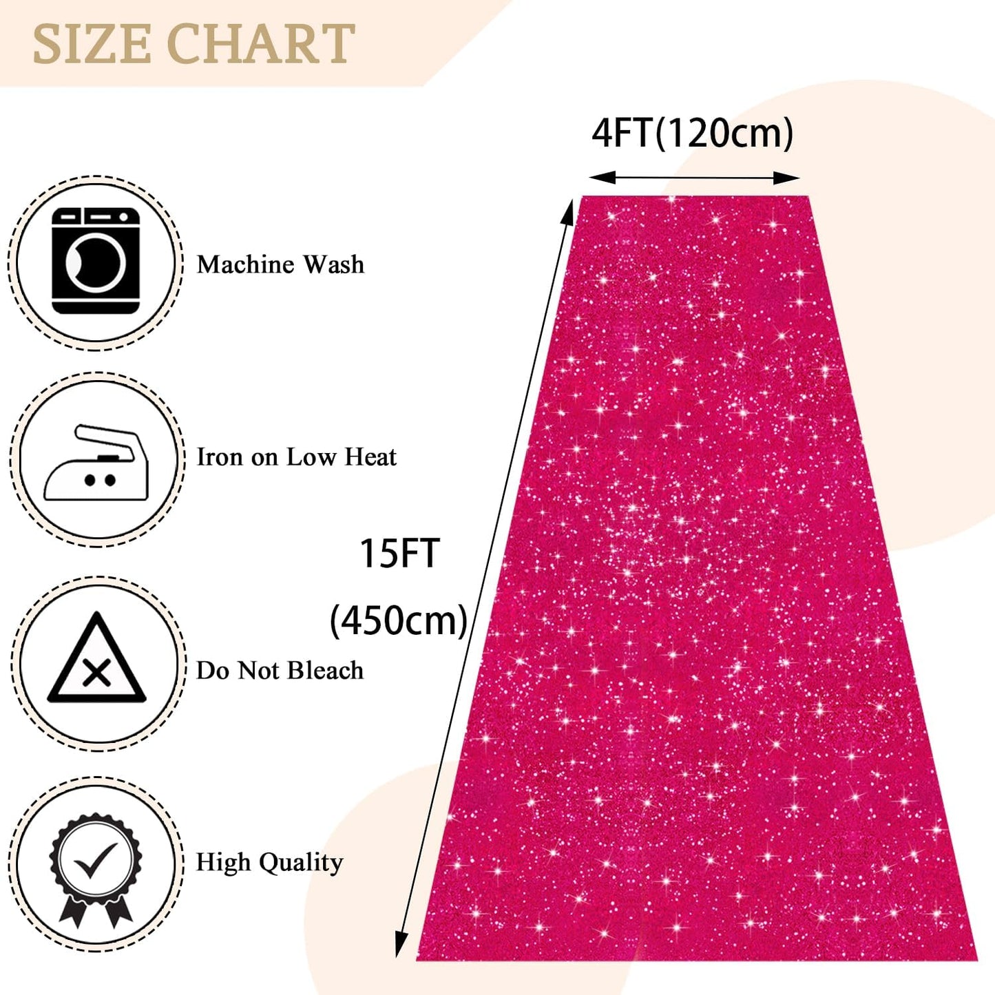 MODFUNS Sequins Aisle Runner for Wedding Ceremony Hot Pink Aisle Runner Rug 4FTx15FT Glitter Wedding Carpet Runners Outdoor Sparkling Hallway Rug for Party Reception Reception Decor