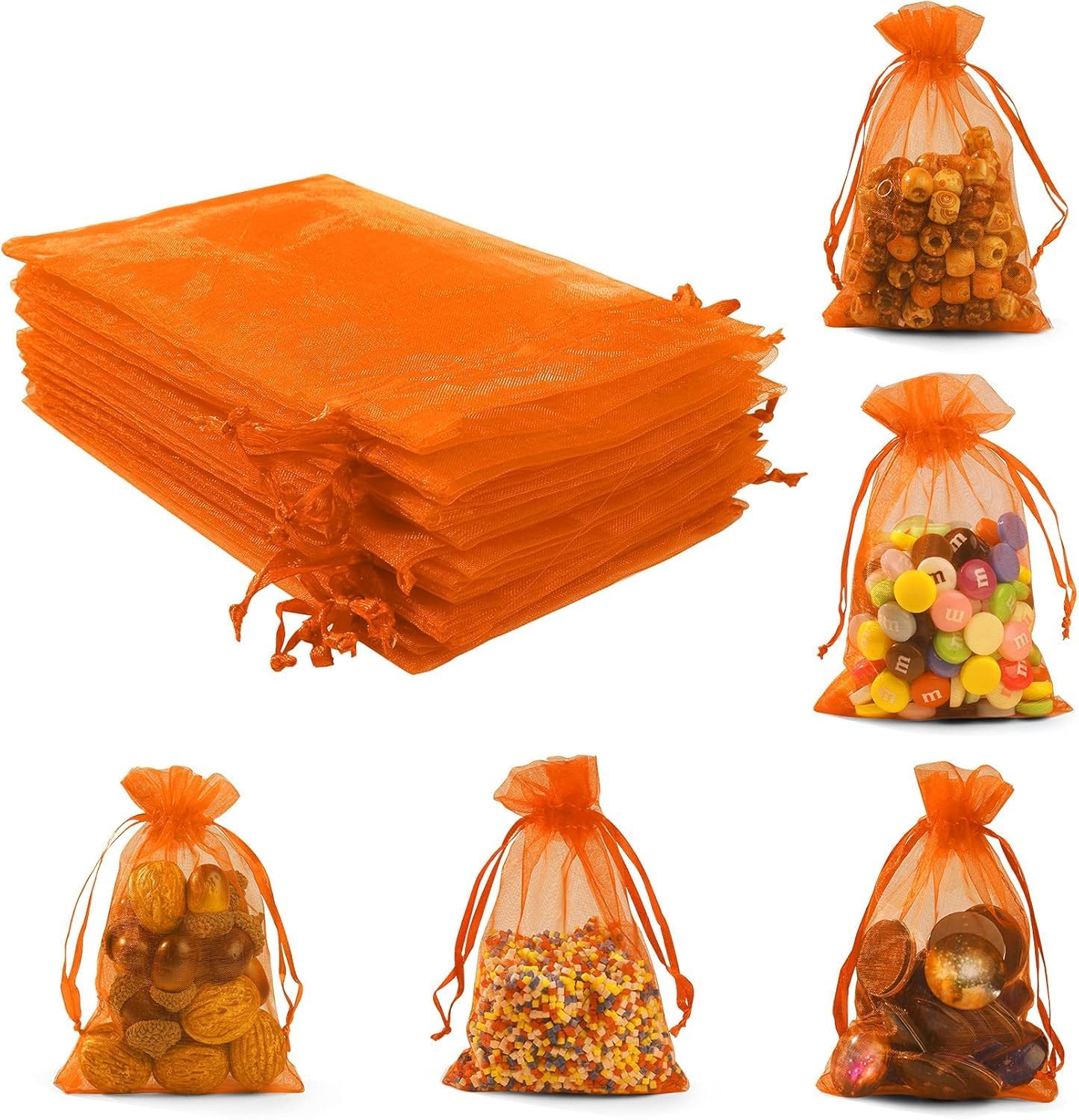 ANZNKU 50 Pack Multicolor Organza Bags 4 x 6 inch, Small Mesh Bag Drawstring, Organza Gift Bag for Wedding Party Favor Jewelry Candy