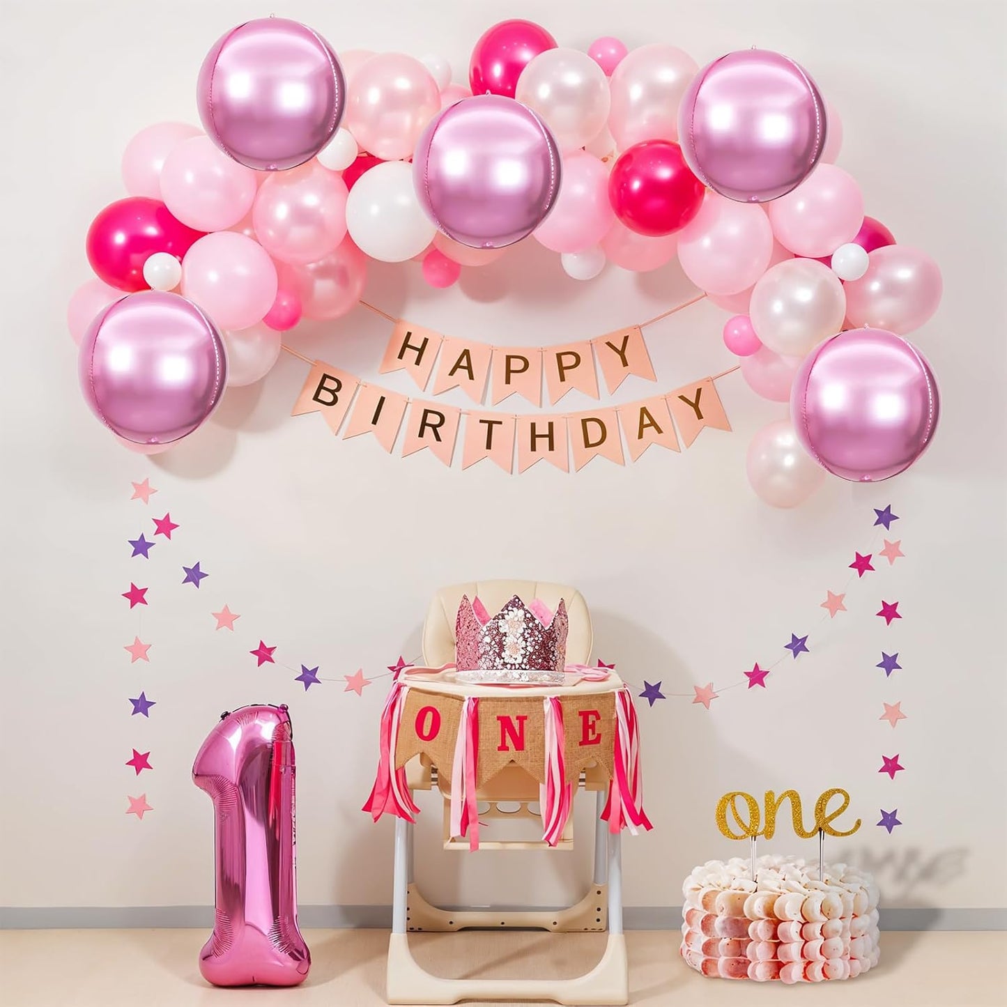6Pcs Pink Round Foil Balloons,Giant 4D Round Ball Balloons,22 Inch Metallic Pink Balloon for Birthday Wedding Graduation Prom Party Decorations