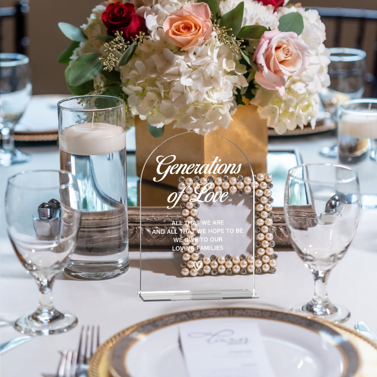 Acrylic Wedding Sign Generations of Love Sign for Wedding Wedding Signs for Ceremony Modern Calligraphy Arch Acrylic Table Top Sign for Wedding Reception and Event Party Table