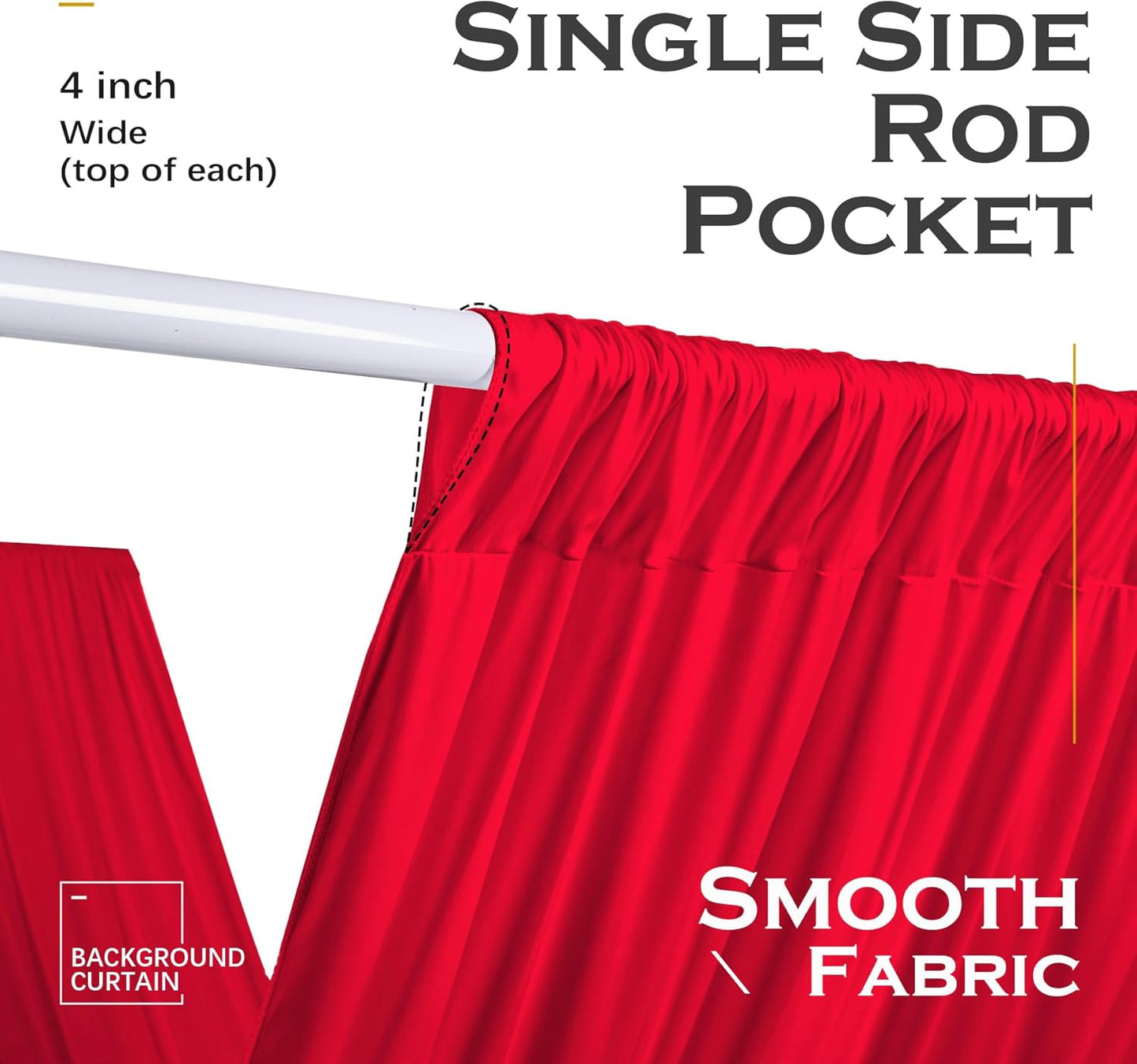 PartyVillage 4 Panels 5ftx30ft Red Ceiling Drapes for Wedding Parties – 30 FT Extra Long Thick Polyester Wrinkle-Free Drapery Tent Decor Decorations for Birthday Party Ceremony Stage Swag