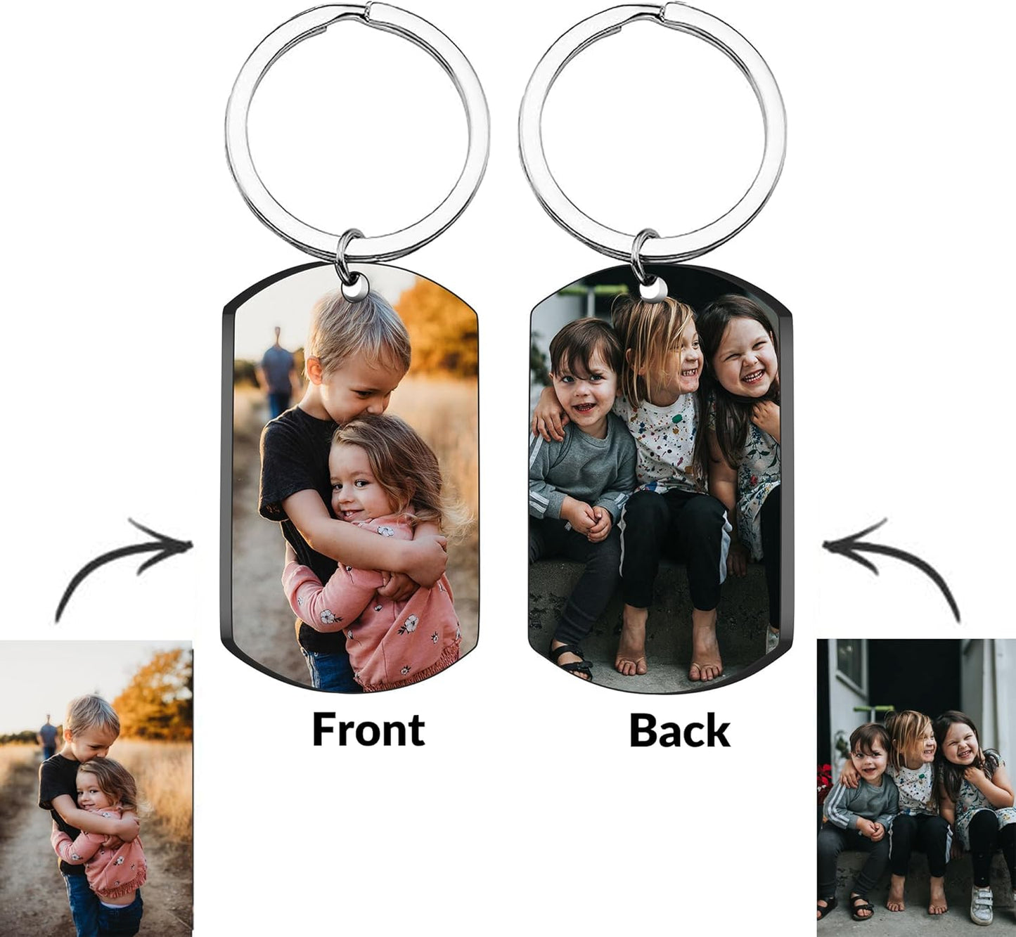 Personalized Double-sided Photo Text+Icons Keychain Drive Safe Boy Girlfriend Pet Memorial Anniversary Custom Keychain Gifts