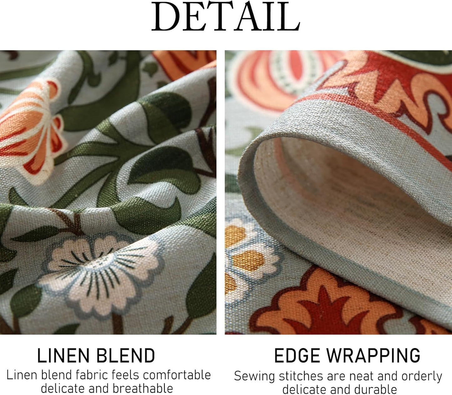 ISAENNE Designer Bohemian Linen Green Small Round Tablecloth,Floral Indoor Table Cloth,Stain Resistant Decor Tablecloths for Dining Thanksgiving Kitchen Party Christmas,Diameter 55"-Naples