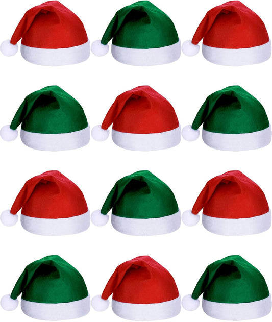 SATINIOR 12 Pieces Santa Hats Christmas Non Woven Fabric Hat for Holidays Xmas Party Supplies