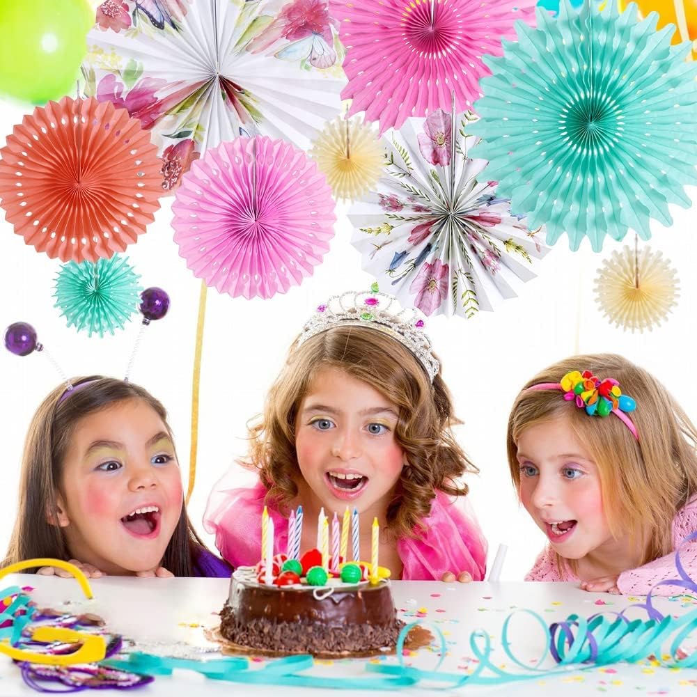 SUNBEAUTY Pack of 10 Paper Flowers Decorations for Wall Paper Fans Classroom Decoration Paper Floral Backdrop Decor Paper Flower Wall Decor for Tea Party Birthday Baby Shower Wedding Spring