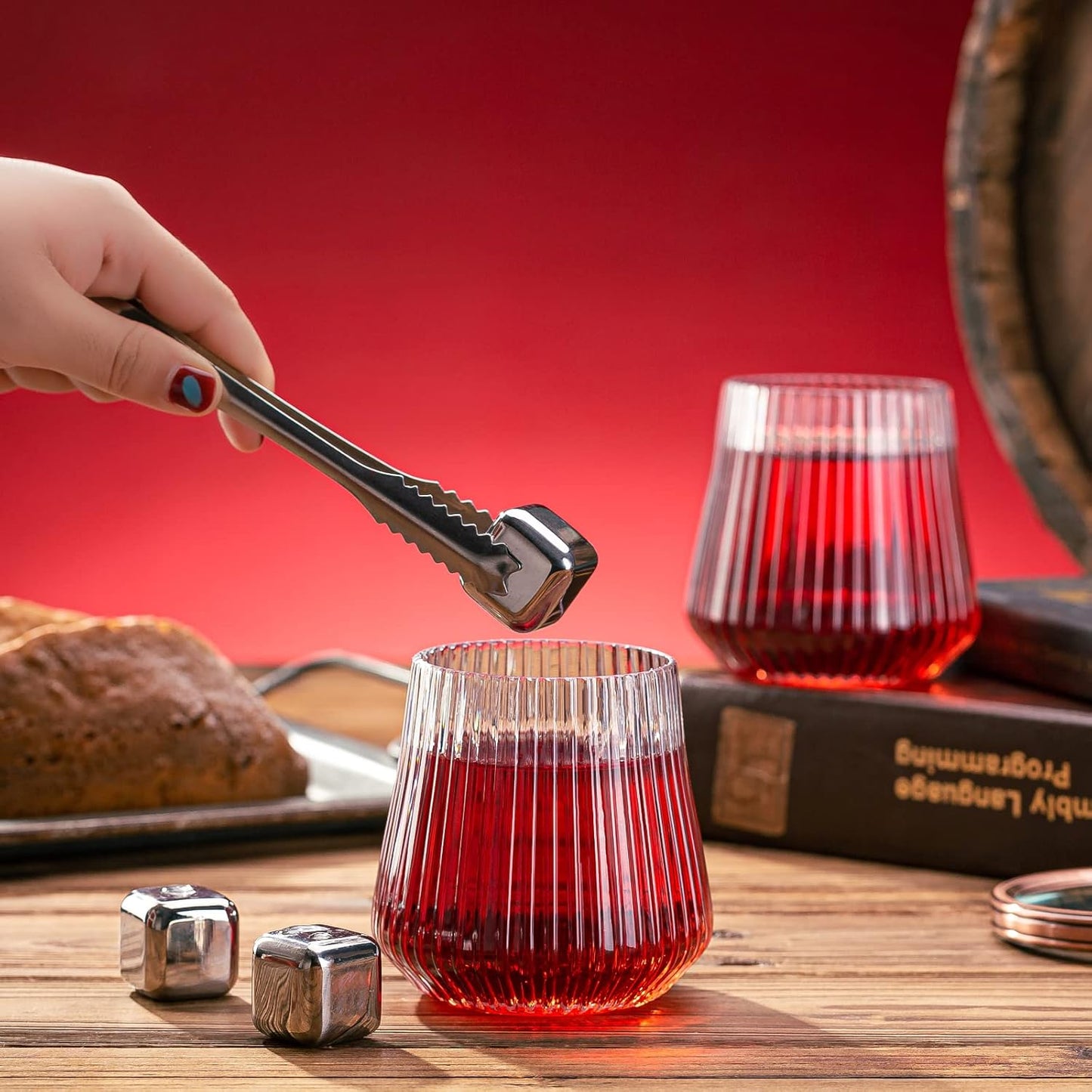 40 Pcs Disposable Stemless Wine Glasses, 12OZ Plastic Wine Cups, Origami Style Unbreakable Drinking Glasses, Bulk pack Acrylic Whiskey Cocktail Glasses, Shatterproof martini glasses