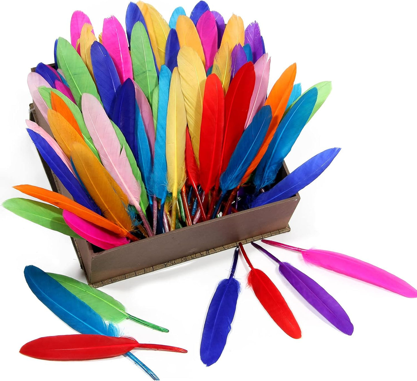 FeelfunFeather 120pcs Mix Colur Goose Cochettes Feather 4-6 inch 10-15cm Bulk Natural for Wedding Party Halloween Decorations DIY Cosplay Gothic Costumes Crafts