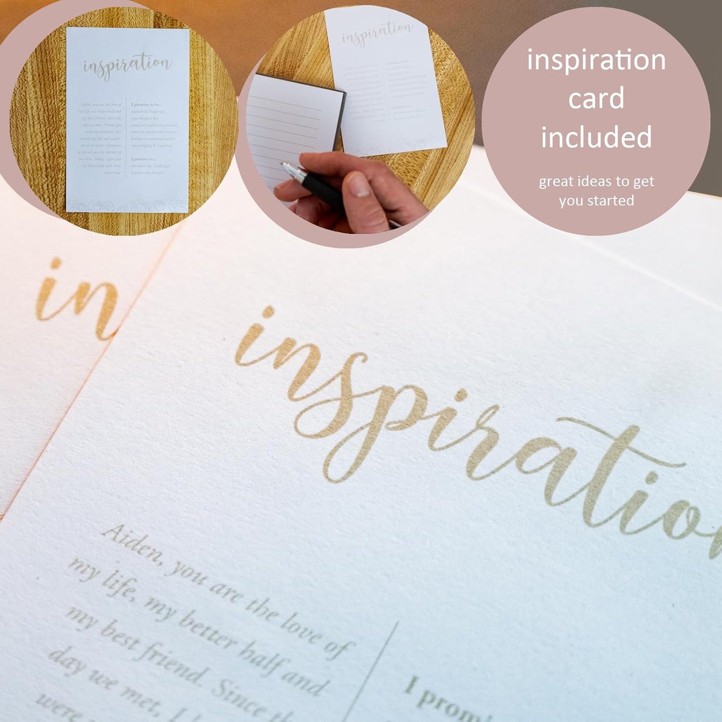 GSM Brands Wedding Vow Books His and Her Hardcover, Ivory Pages, Gold Foil Embellishments 2Pcs (3.9 x 5.5, 40 Pages Each) Includes Ribbon Bookmark