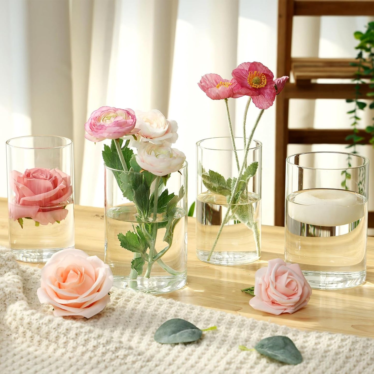 Fixwal 12pcs Vase for Flower 6 Inch Clear Glass Cylinder Vases for Centerpieces, Glass Flower Vase Floating Candle Holder Vase for Table Shelf, Party, Wedding, Home Decor