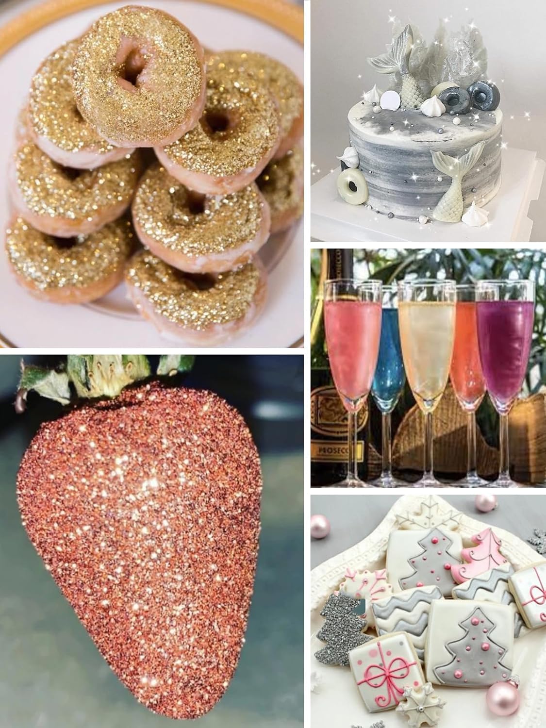 Shanlinly Rose Gold Edible Glitter for Cake Drinks - Food Grade 5g Shimmer Luster Glitter Dust Edible Glimmer Powder for Strawberries, Sprinkle on Sparkle, Chocolate, Cookie, Cupcake, Cocktail, Vegan