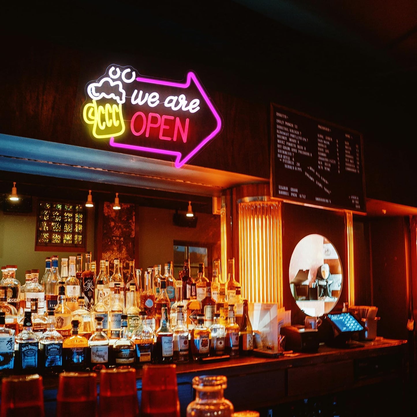 We Are Open Bar Neon Sign Beer Neon Lights Open with Arrow LED Signs for Wall Dimmable Bar Neon Light Up Sign for Man Cave Pub Restaurant Tavern Hotel Business Shop Decor 16.5 x 11.8 Inch
