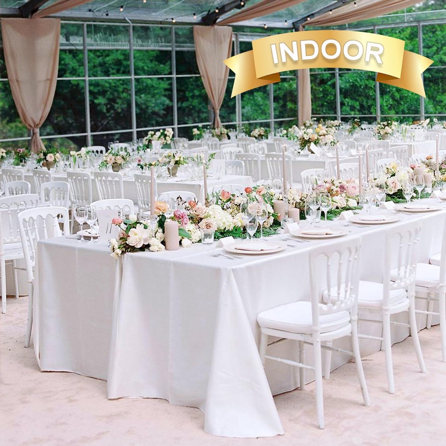 sancua 6 Pack White Tablecloth 90 x 132 Inch - Rectangle Table Cloth for 6 Feet Tables Stain and Wrinkle Resistant Washable Polyester Table Cover for Dining Wedding Banquet Party Buffet Restaurant