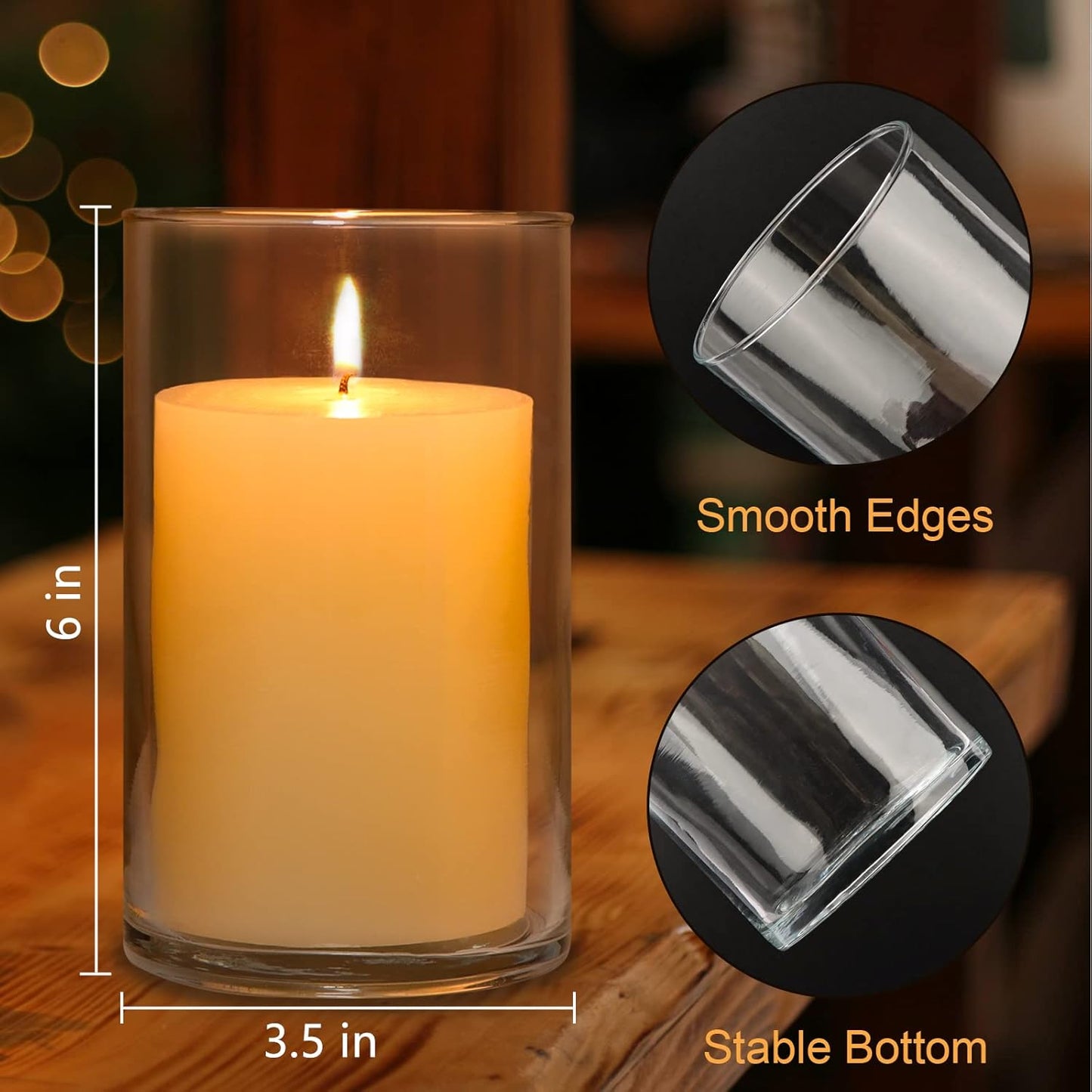 6 Pack Clear Glass Cylinder Vases, 6 Inch Flowers Vase, Floating Candle Holder for Table Centerpiece, Ideal for Wedding, Party Supplies and Home Decor