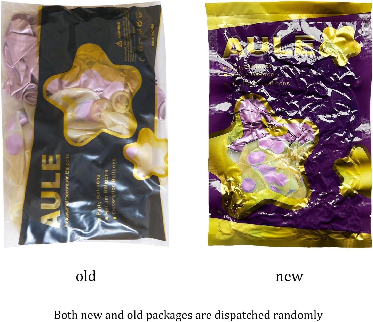 AULE Party Balloons Pack of 42 - Metallic Lavender Balloons and Confetti Latex Helium Balloons With 64ft Ribbons - 12 Inch Lilac Chrome Balloon Decoration Set