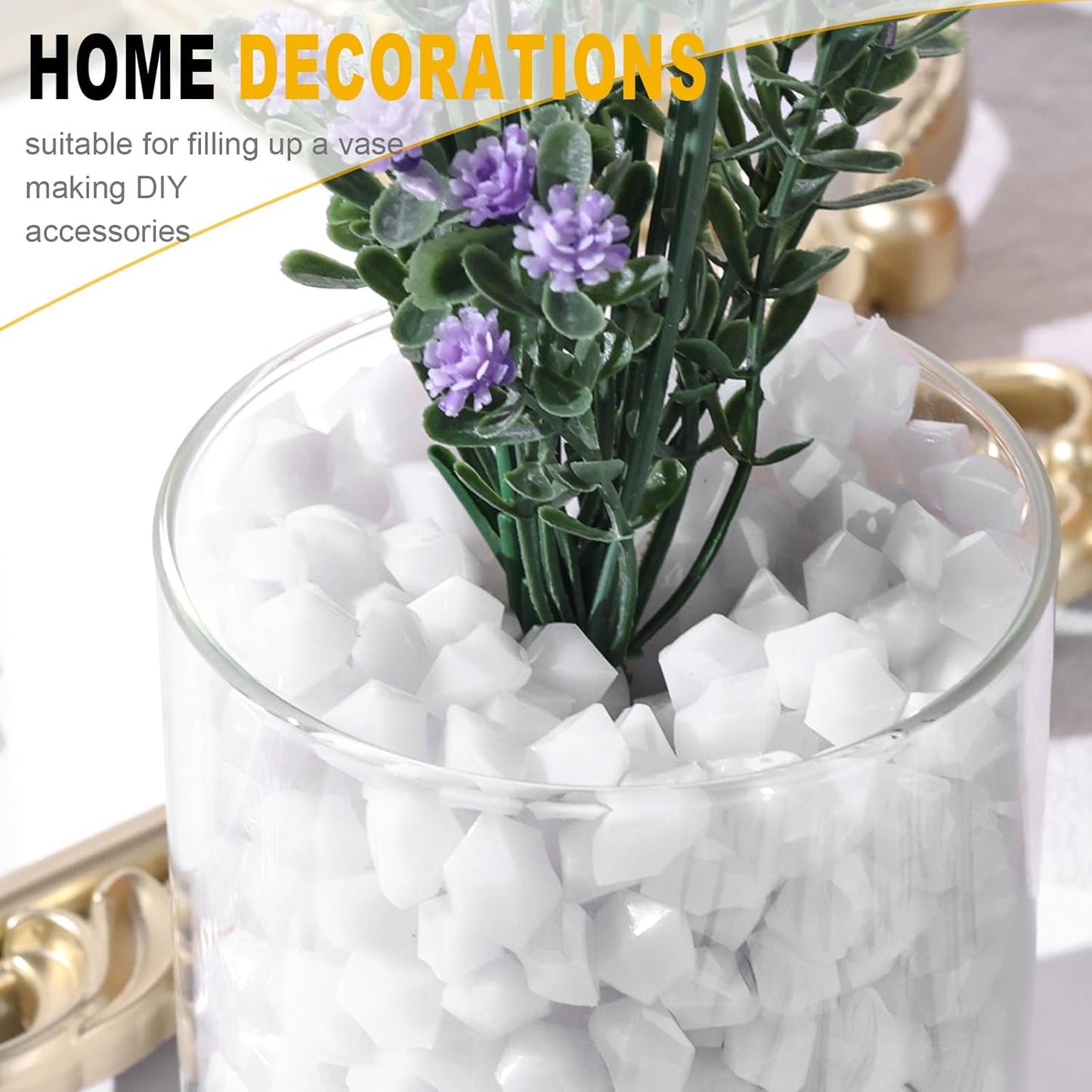DomeStar 150PCS Fake Ice, White Acrylic Fake Diamonds Vase Filler Plastic Gems Crushed Ice Rocks for Home Table Decorations
