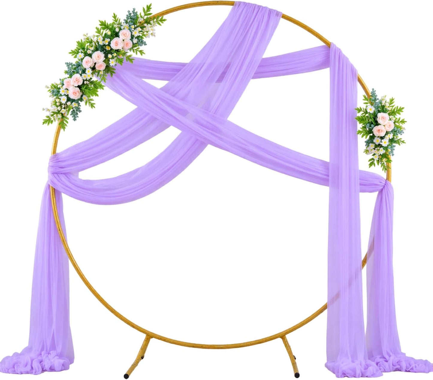 Wedding Arch Draping Fabric Backdrop 2 Panel 30" x 19Ft Purple Drapes Curtains for Wedding Reception Sheer Tulle Backdrop Curtain for Ceremony Birthday Party Baby Shower Arbor Ceiling Decorations