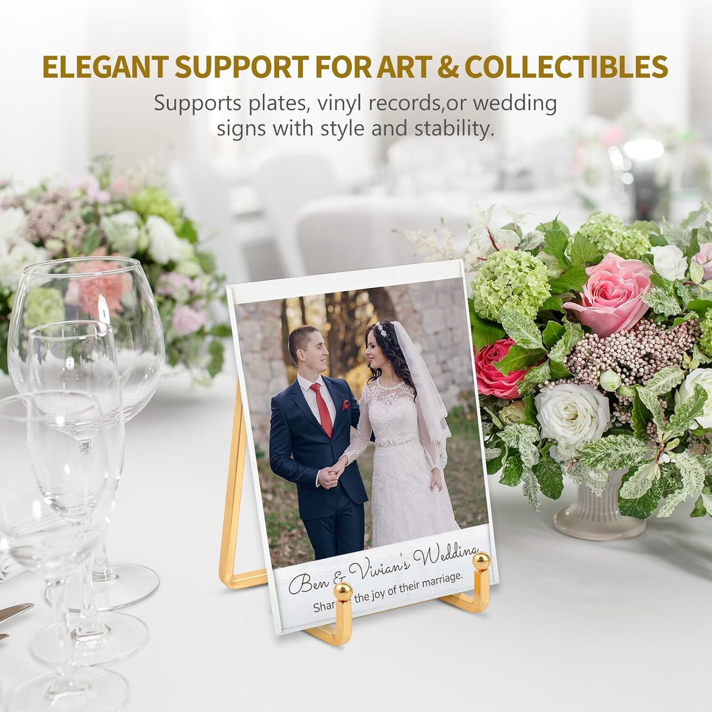 Plate Holder Easel Display Stand - 4.5 inch Metal Plate Stands for Display - Tabletop Picture Stand - Gold Iron Easels for Display Pictures | Photo Frames | Book | Decorative Plates | Plaque -2 Pack
