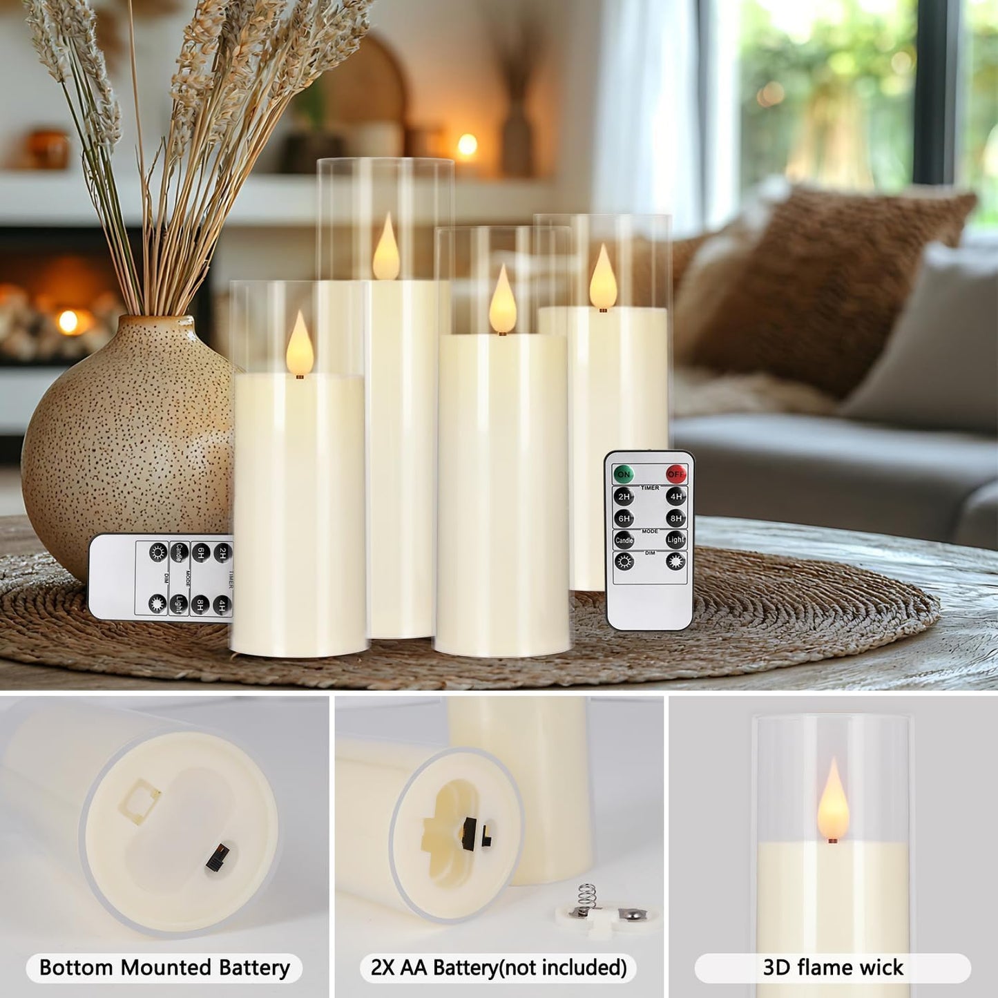24-Pack A-Series Acrylic LED Flameless Candles with Remote Control - Perfect for Families, Parties, and Special Occasions