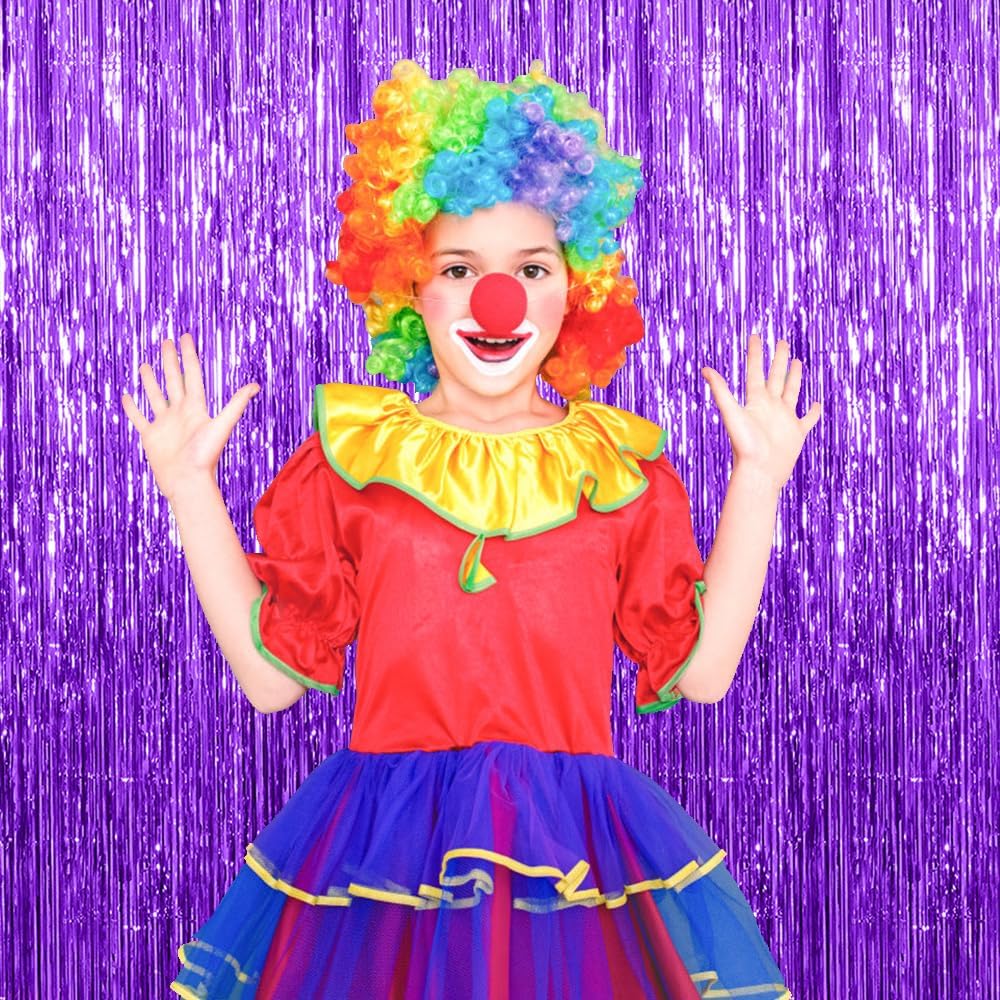 3 Pack Purple Streamers Backdrop Curtain Halloween Party Decorations Purple Tinsel Foil Fringe Backdrop Birthday Graduation Bachelorette Christmas New Year Themed Party Decorations