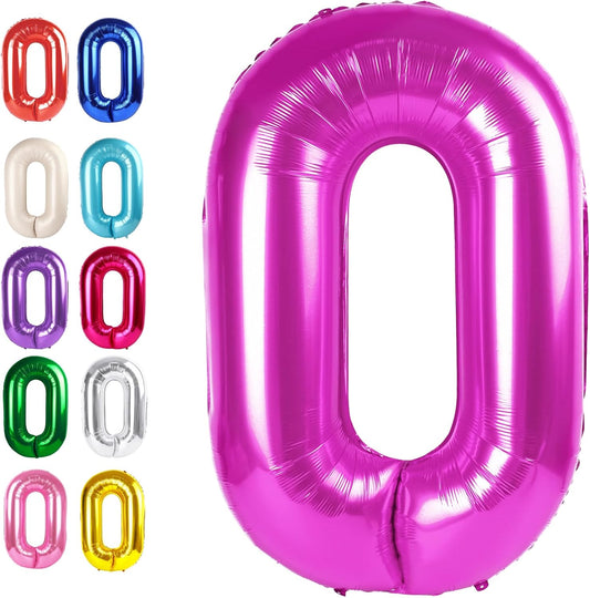 Rosy Purple 40 Inch 0 Number Balloons, 0 Decorations for 10 20 30 40 50 60 70 80 90 100 Birthday, 2026 Rosy Purple Foil Giant Birthday Graduations Anniversary Party Balloon