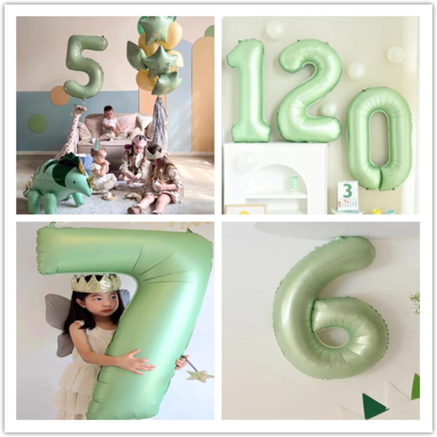 40 inch Olive Green Number 4 Large Foil Number Balloons Set 0-9, Olive Green 4 Helium Balloons for Girls Boys 4th 14th 24th Birthday Anniversary Graduation Jungle Safari Party Decoration Supplies