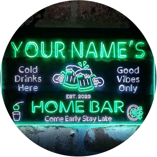 ADVPRO Personalized Your Name Custom Home Bar Beer Established Year Dual Color LED Neon Sign White & Green 24 x 16 Inches st6s64-p1-tm-wg
