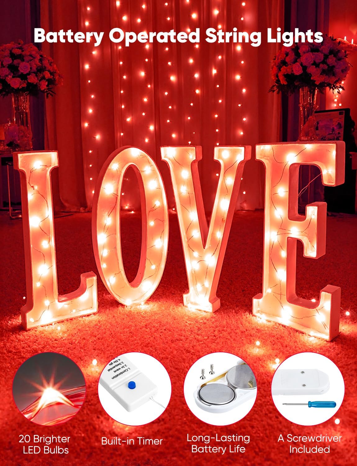 Minetom 20 Pack Fairy Lights Battery Operated String Lights, 8 Modes & Timer, 7ft 20LED 6 Colors Waterproof Silver Wire Twinkle Lights, Firefly Starry Moon Lights for Mason Jars DIY Christmas Wedding