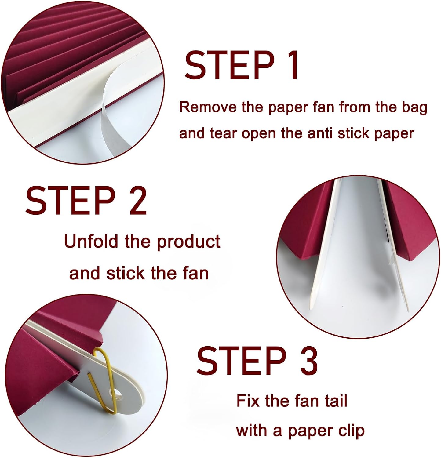 Red Party Decorations,Paper Decorations for Party,Girls Party Decorations Party Paper Fans Bulk 12in,Anniversary Decorations for Party 30 Color DIY Set （Wine Red）