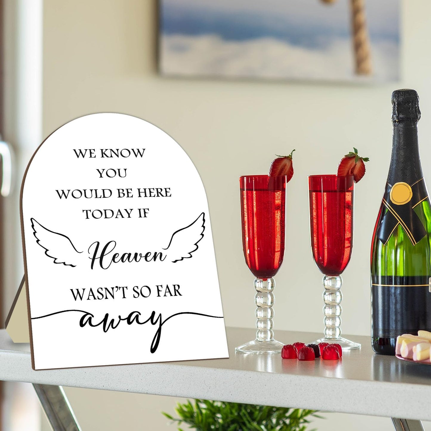 Memorial Gifts for Table Sign, We Know You Would Be Here Today Sign with Stand, Wooden Wedding Decor Sign, Loving Memory Sign for Ceremony and Reception 9 * 11IN