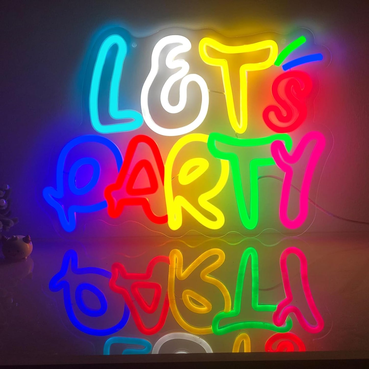 Let's Party Neon Sign for Wall Decor with Dimmable and USB Power,Multicolor LED Light up Sign,Party signs Perfect for Birthday,Bachelorette Parties,Game Room,Bar Lighting,gifts,size:14.17*10.32In