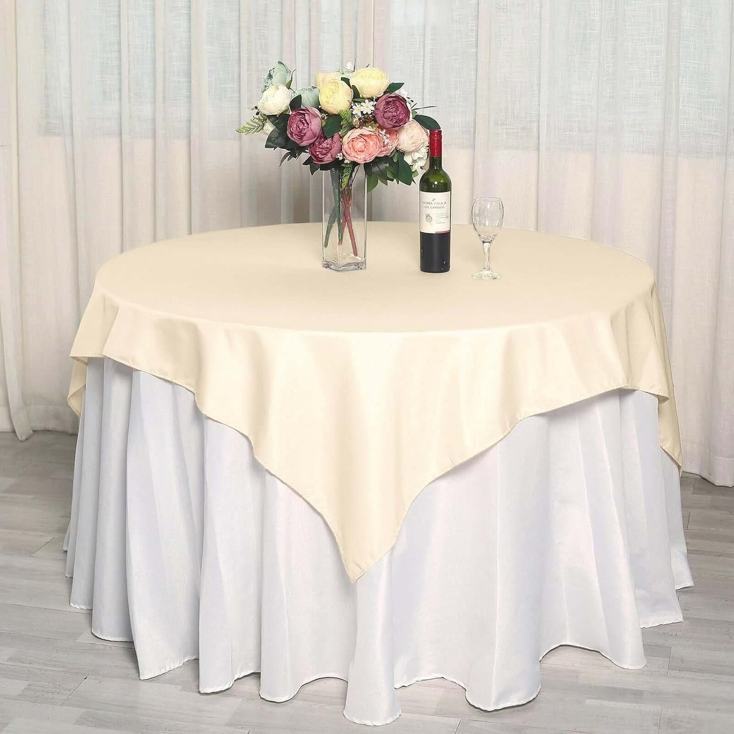 Efavormart 70" Square Linens Beige Wholesale Linens Polyester Square Linen Tablecloth for Wedding Banquet Party Restaurant