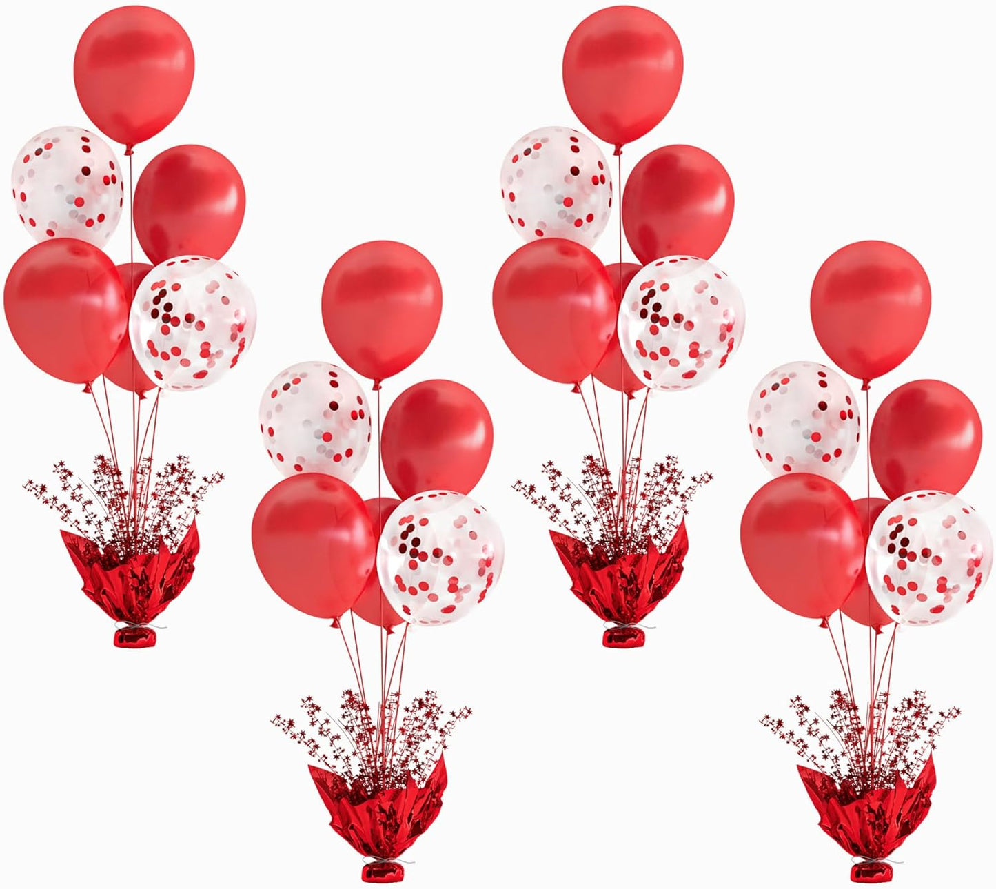 4 Set Red Balloon Stand Centerpieces - Perfect for Birthday, Wedding, Engagement & Christmas - Table Top Decorations
