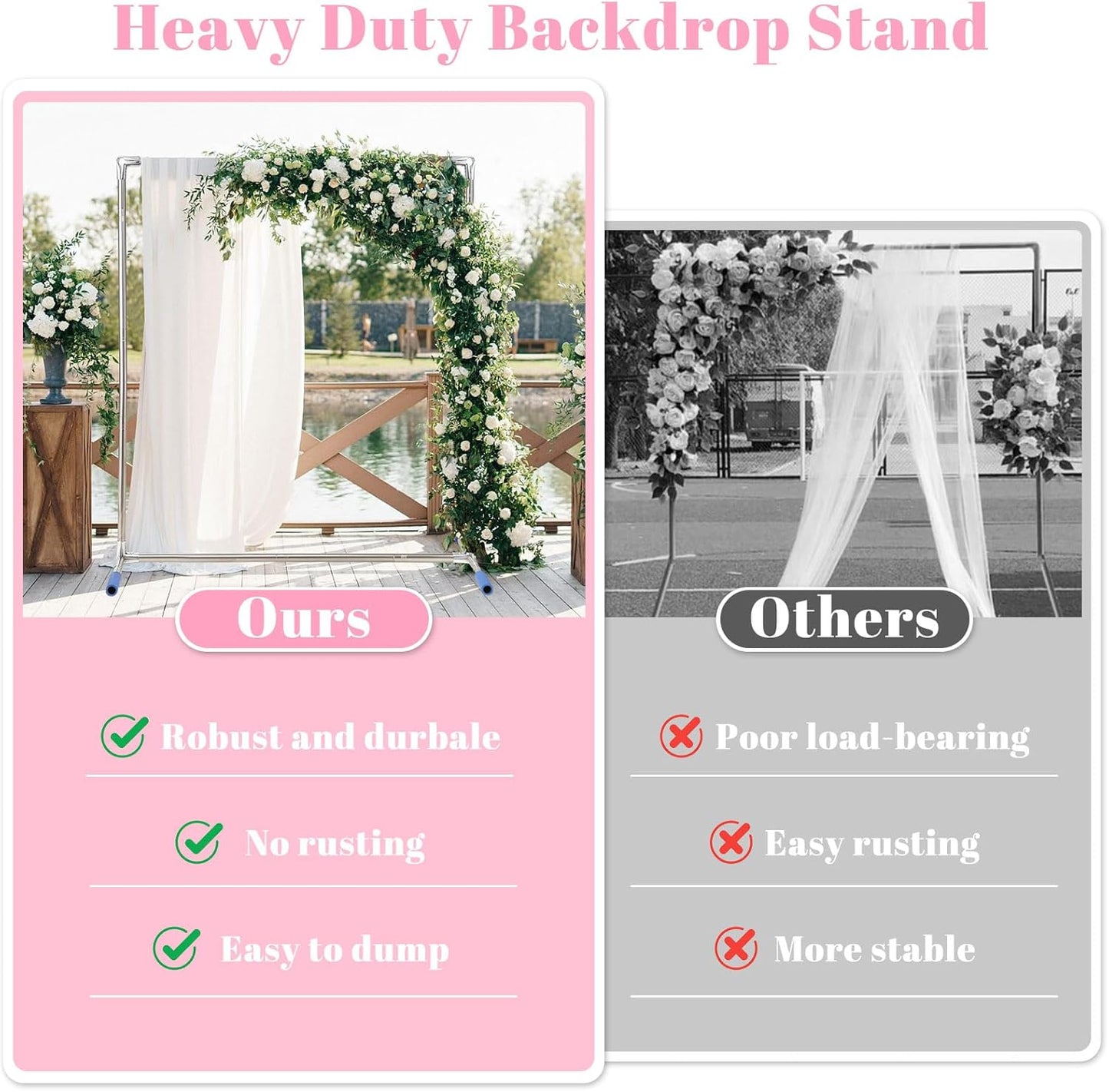 Arch Backdrop Stand,7x4 FT Metal Wedding Square Backdrop Stands for Ceremony Square Stainless Steel Backdrop Stand for Parties,Wedding,Birthday,Anniversary,Baby Shower,Garden Decoratip