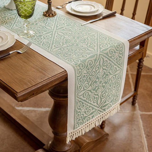 Table Runners 119 Inches,Waterproof Boho Table Runner with Tassel Fringe,Table Runner for Party Coffee Table