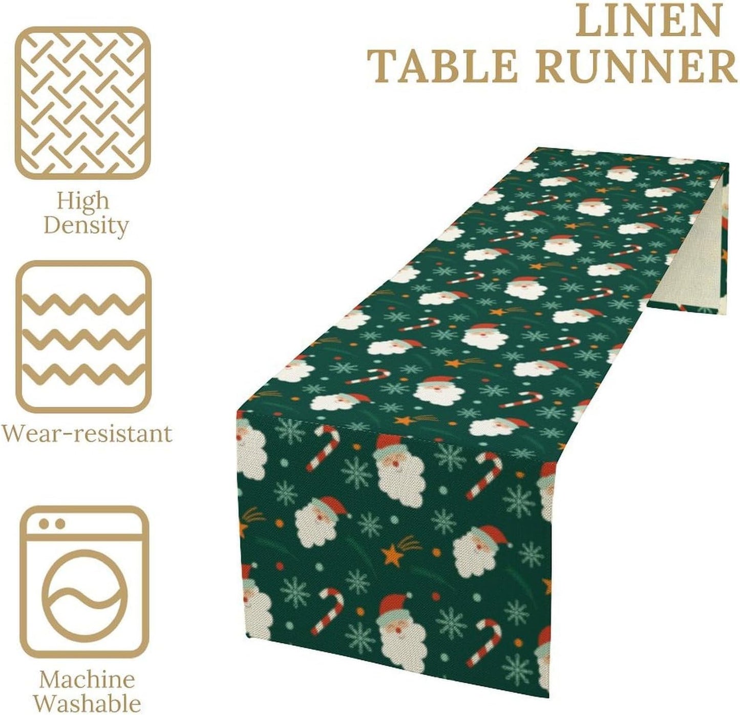 Christmas Table Runner,Seasonal Winter Xmas Holiday Green Table Cloth Kitchen Dining Table Decoration for Home Party Decor 13x70 Inch