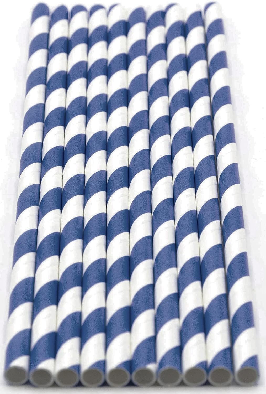 Pack of 900 Navy Blue Swirls Biodegradable 4-Ply Paper Drinking Straws (Compostable, Non-toxic, BPA-free)