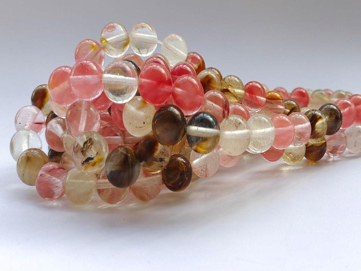 Stone Beads 10mm 60pcs Colorful Watermelon Quartz Beads Round Loose Gemstones Beads for Bracelet Necklace Jewelry Making (10mm, 61022 Colorful Watermelon Quartz)