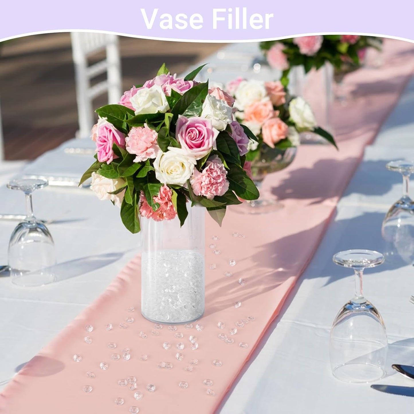 SUREAM 2000PCS Acrylic Ice Rocks - 10mm/0.39Inch, Clear Fake Diamonds for Wedding Party, Gems Treasure Crystal for Table Scatter, Crafts, Vase Filler, Photography Props, Home Decoration, No Holes