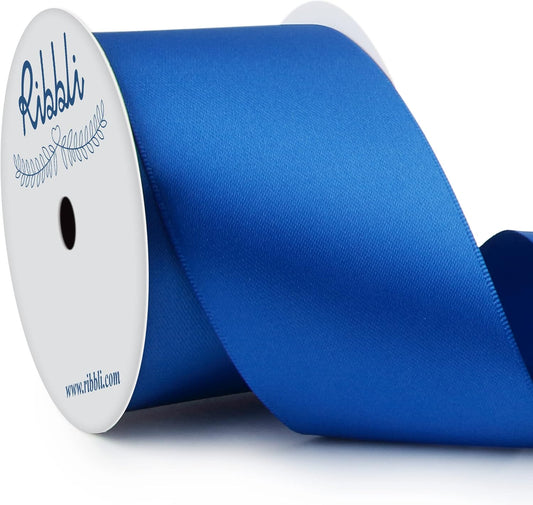 Ribbli Royal Blue Double Faced Satin Ribbon, 2” x Continuous 10 Yards,Use for Bows Bouquet,Gift Wrapping,Floral Arrangement,Wedding Decoration