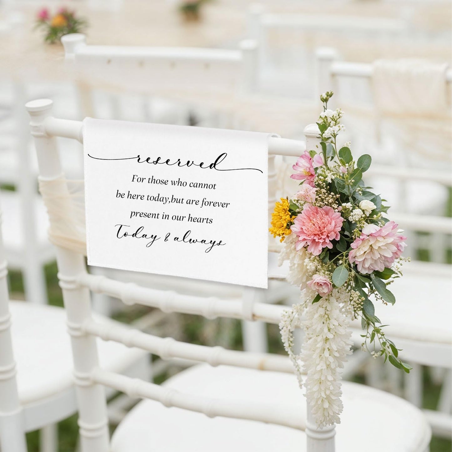 In Loving Memory Wedding Sign, Reserved Memorial Signs Pew Cloths Seating Placeholder for Chairs, Wedding Decorations for Reception Celebrations Event (today & always, 1 Pc)
