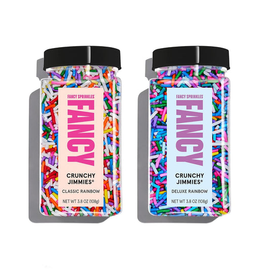 Fancy Sprinkles Sundae Best Sprinkle Set, Real Sugar, For Ice Cream, Cookies, Cakes, Cupcakes, Dessert Decorating, One Classic & One Deluxe Rainbow Crunchy Jimmies (0.5c)