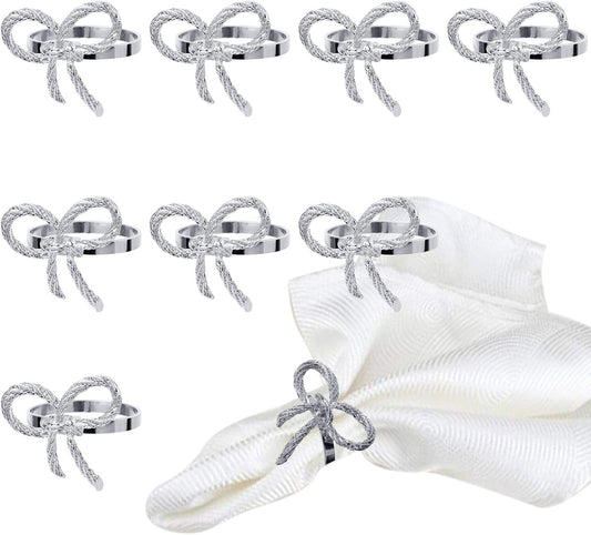 Pack of 18 Napkin Rings Alloy Hollow Out Flower Napkin Holder Dinning Table Napkin Ring for Dinner Parties Wedding Banquet Table Setting Family Gatherings Table Decor（Silver，18）
