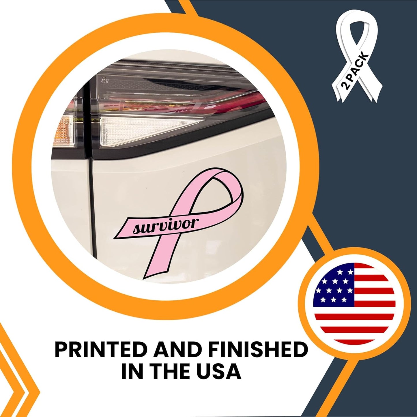 Magnet Me Up Breast Cancer Survivor Pink Ribbon Magnet Decal - 3.5x7 Inches, 2 Pack, Automotive Magnet for Car, Truck, SUV - Show Support and Raise Awareness with This Meaningful Auto Magnet