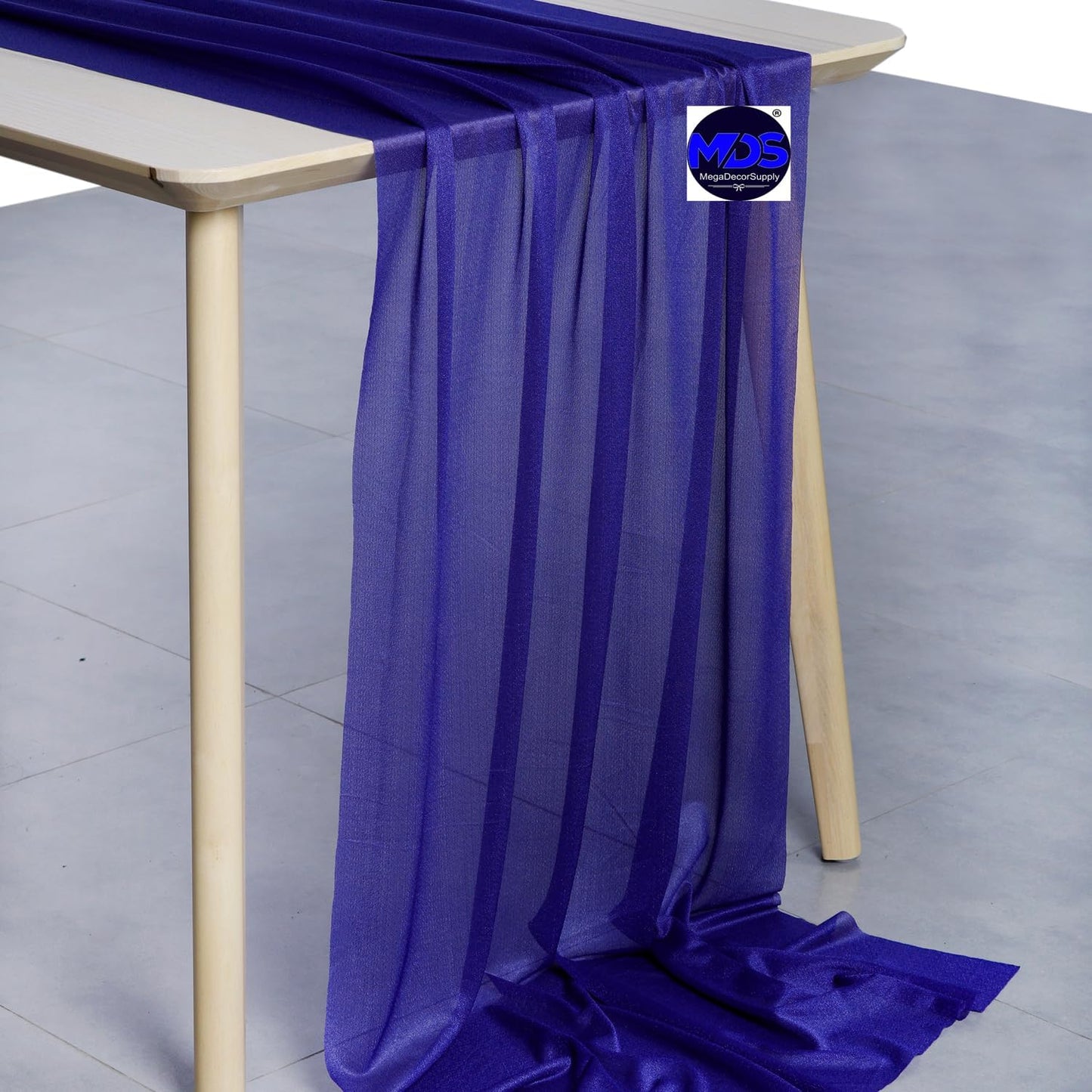 MDS Halloween Chiffon Table Runner - 25 Pack, 29 x 170 Inches, 14ft Each - Sheer Spooky Table Runners for Haunted House Parties, Trick-or-Treat Tables, Witchy Décor, Wedding & Events - Royal Blue