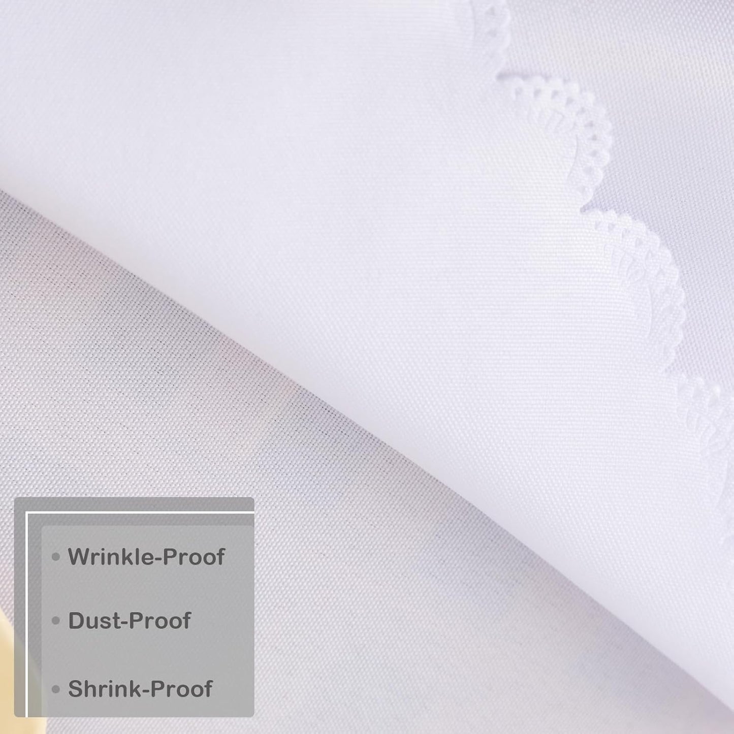 Round White Tablecloth 48 Inch Polyester Fabric Washable Table Cloth Decorative Wrinkle Resistant Solid Color Table Cover for Kitchen Dinning Party Wedding Camping