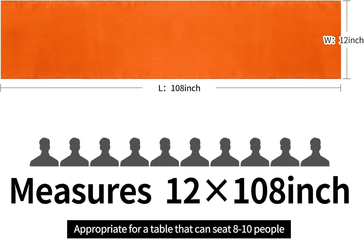 5-Pack Satin Table Runner Orange 12 x 108 inches Long, Table Runners for Wedding, Birthday Parties, Banquets Decorations（5 Pack, 12x108 Inch, Orange）